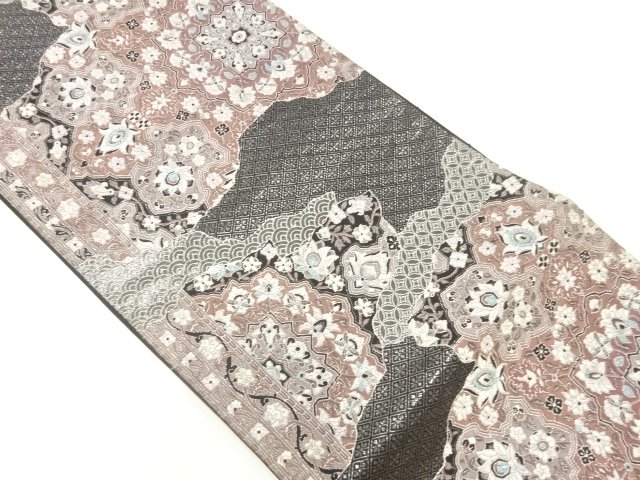 JAPANESE KIMONO / ANTIQUE FUKURO OBI / SILK / WOVEN CHINESE FLOWERS